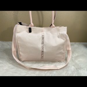 Victoria Secret striped logo tote bag